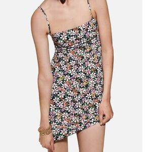 Zara Floral Bodycon Mini Dress Stretchy Sleeveless Party Cocktail